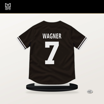 Will Wagner number 7 San Diego Padres jersey stand with included black base.
