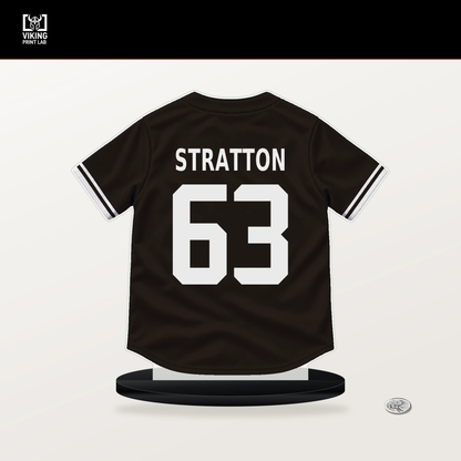 Hunter Stratton number 63 San Diego Padres jersey stand with included black base.