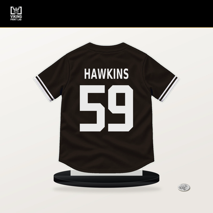 Garrett Hawkins number 59 San Diego Padres jersey stand with included black base.