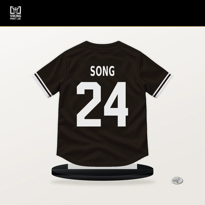 Sung-Mun Song number 24 San Diego Padres jersey stand with included black base.