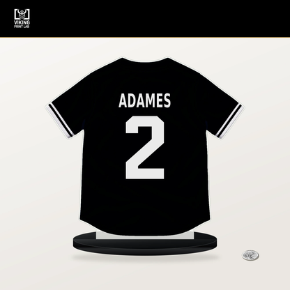 Willy Adames number 2 San Francisco Giants jersey stand with included black base.