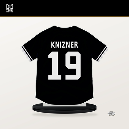 Andrew Knizner number 19 San Francisco Giants jersey stand with included black base.