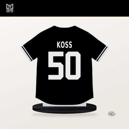 Christian Koss number 50 San Francisco Giants jersey stand with included black base.