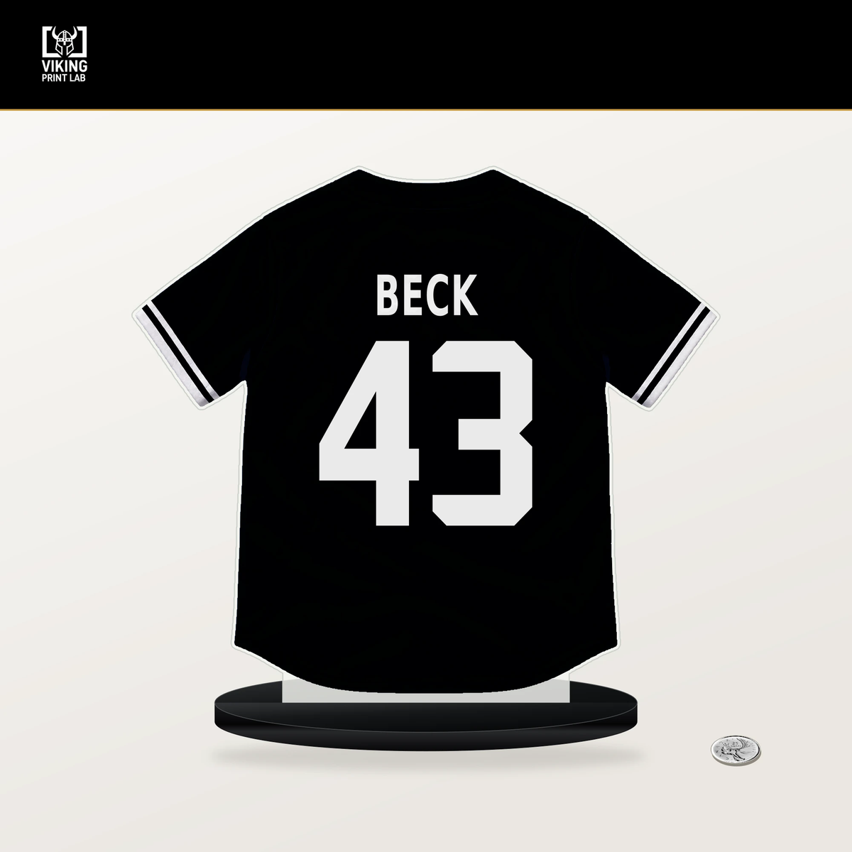 Tristan Beck number 43 San Francisco Giants jersey stand with included black base.