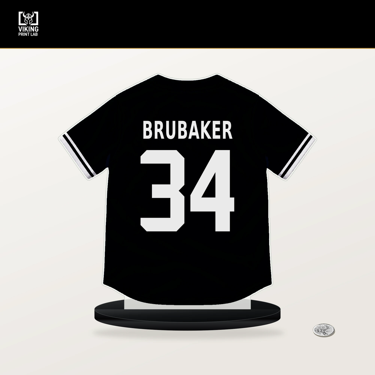 JT Brubaker number 34 San Francisco Giants jersey stand with included black base.