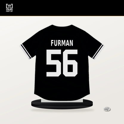 Nate Furman number 56 San Francisco Giants jersey stand with included black base.