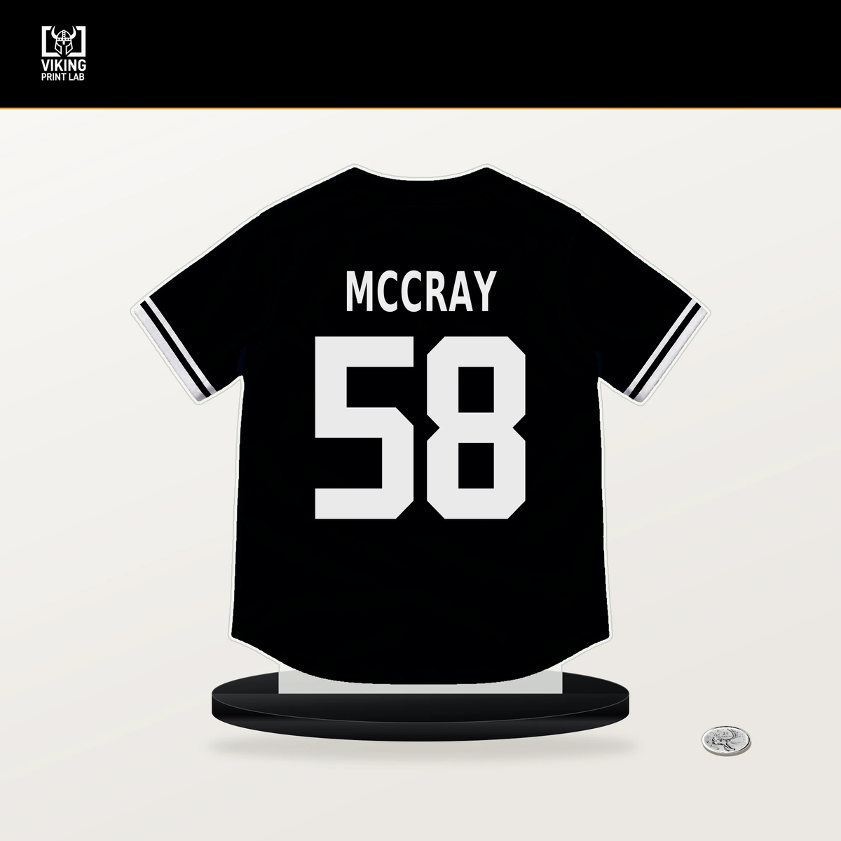 Grant McCray number 58 San Francisco Giants jersey stand with included black base.