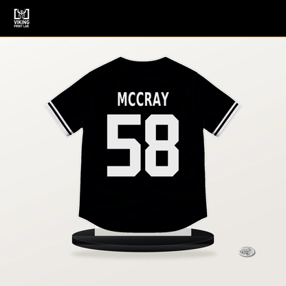 Grant McCray number 58 San Francisco Giants jersey stand with included black base.