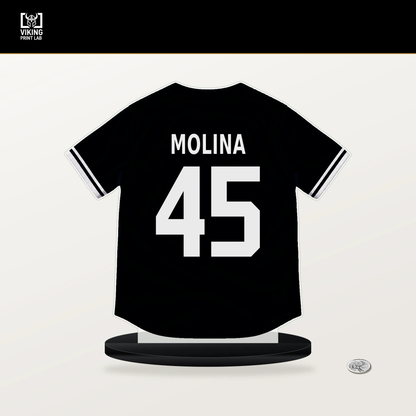 Anthony Molina number 45 San Francisco Giants jersey stand with included black base.