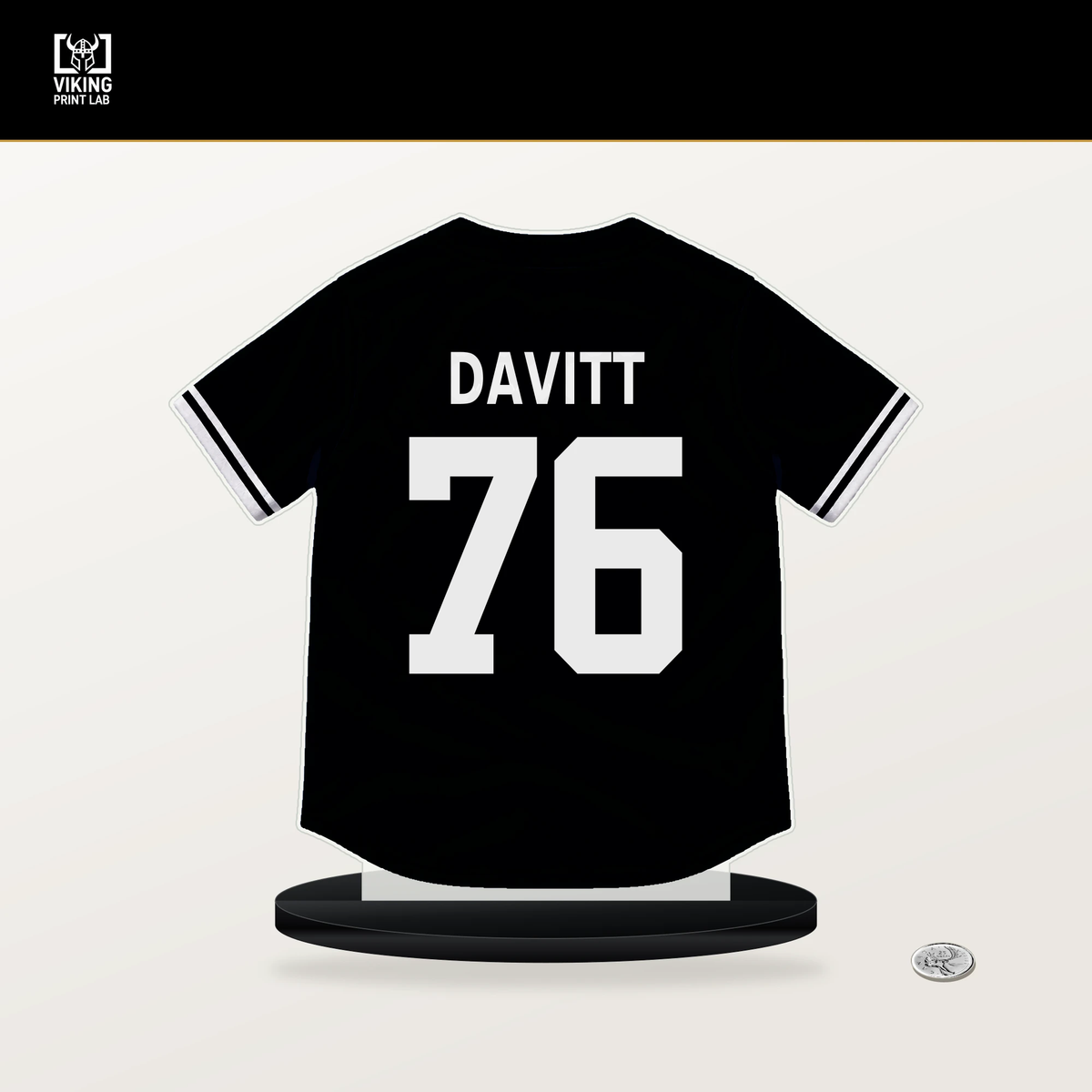 Duncan Davitt number 76 San Francisco Giants jersey stand with included black base.