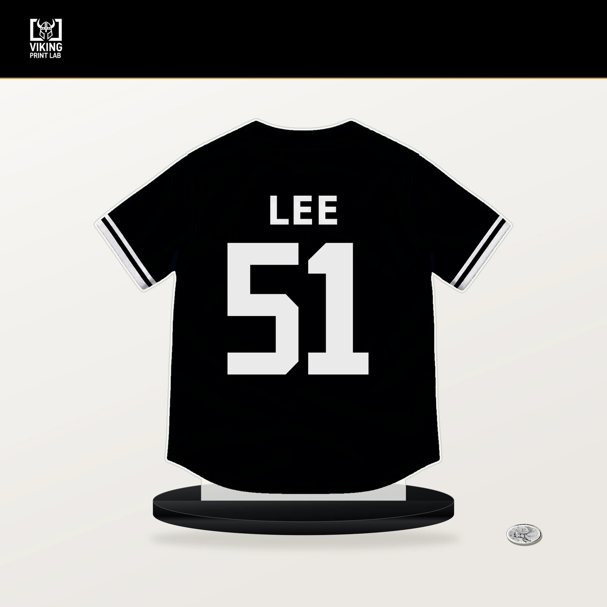 Jung Hoo Lee number 51 San Francisco Giants jersey stand with included black base.