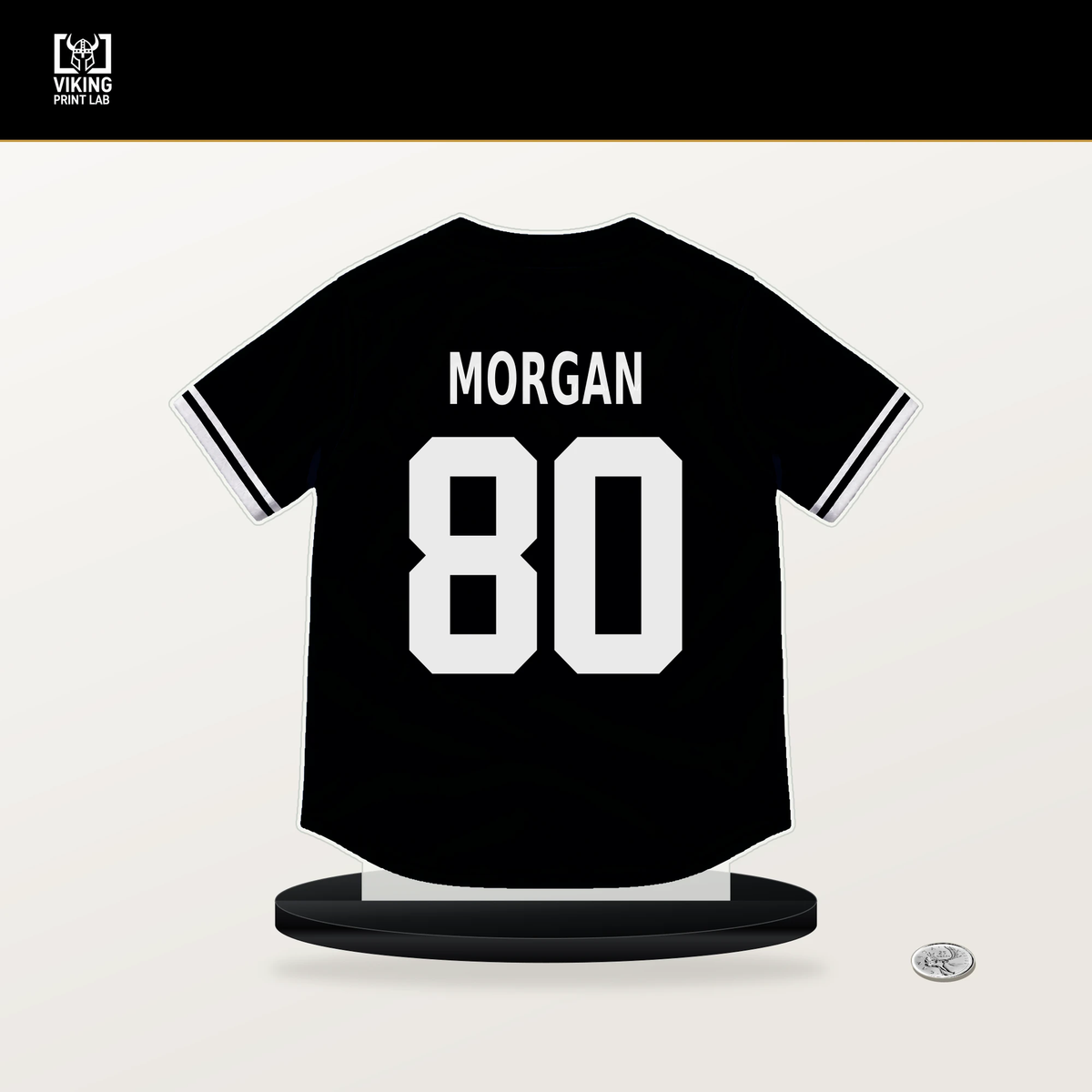 Zachary Morgan number 80 San Francisco Giants jersey stand with included black base.