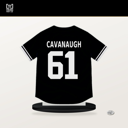 Drew Cavanaugh number 61 San Francisco Giants jersey stand with included black base.