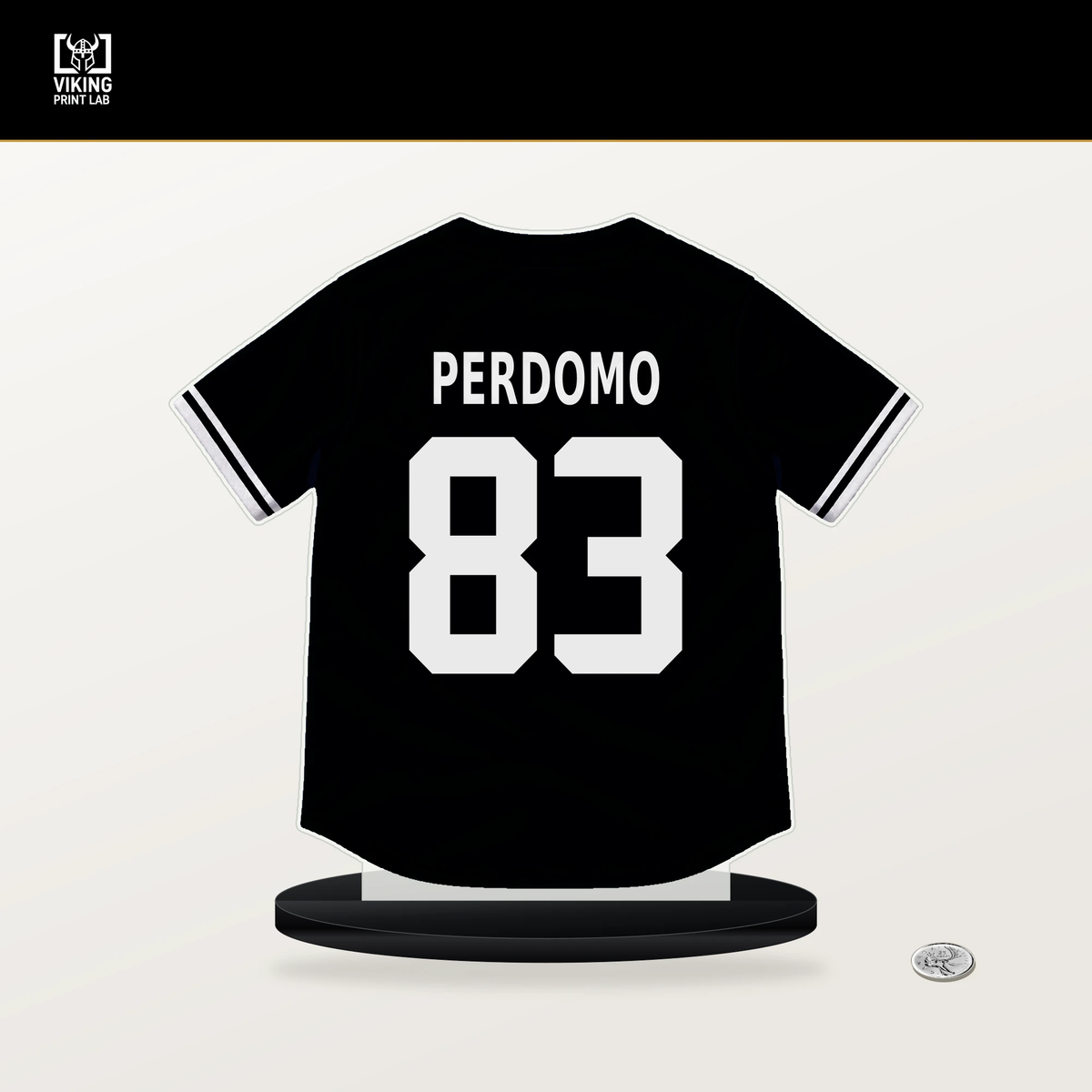 Cesar Perdomo number 83 San Francisco Giants jersey stand with included black base.
