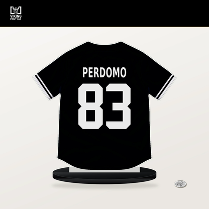 Cesar Perdomo number 83 San Francisco Giants jersey stand with included black base.