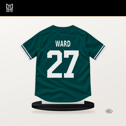 Taylor Ward number 27 Seattle Mariners jersey stand with included black base.