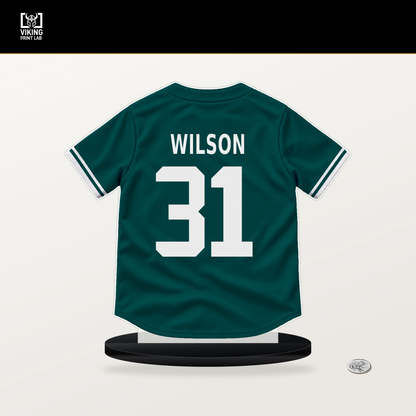 Weston Wilson number 31 Seattle Mariners jersey stand with included black base.