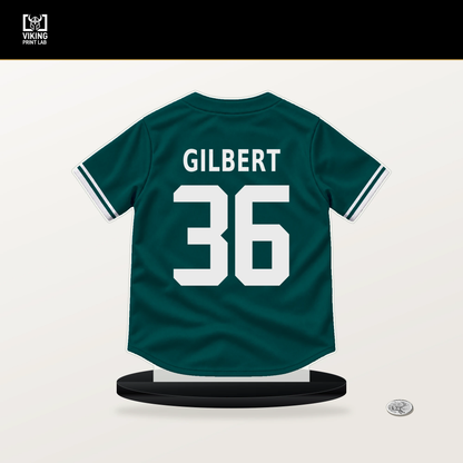 Logan Gilbert number 36 Seattle Mariners jersey stand with included black base.
