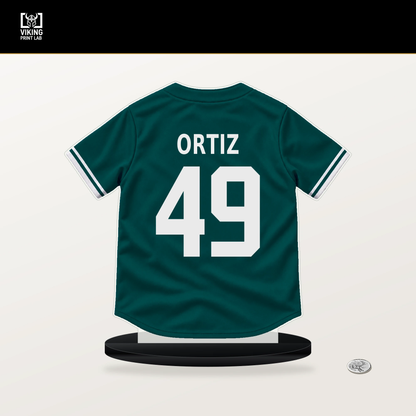 Robinson Ortiz number 49 Seattle Mariners jersey stand with included black base.