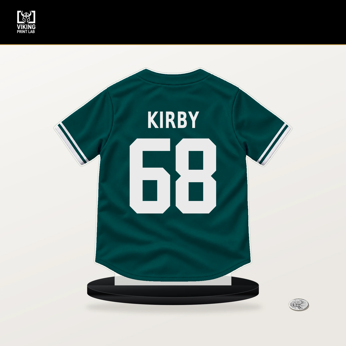 George Kirby number 68 Seattle Mariners jersey stand with included black base.