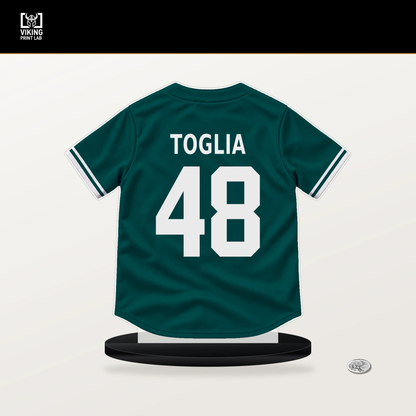 Michael Toglia number 48 Seattle Mariners jersey stand with included black base.