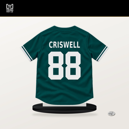 Cooper Criswell number 88 Seattle Mariners jersey stand with included black base.
