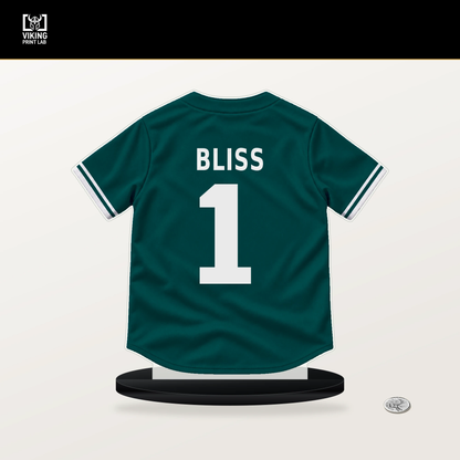 Ryan Bliss number 1 Seattle Mariners jersey stand with included black base.