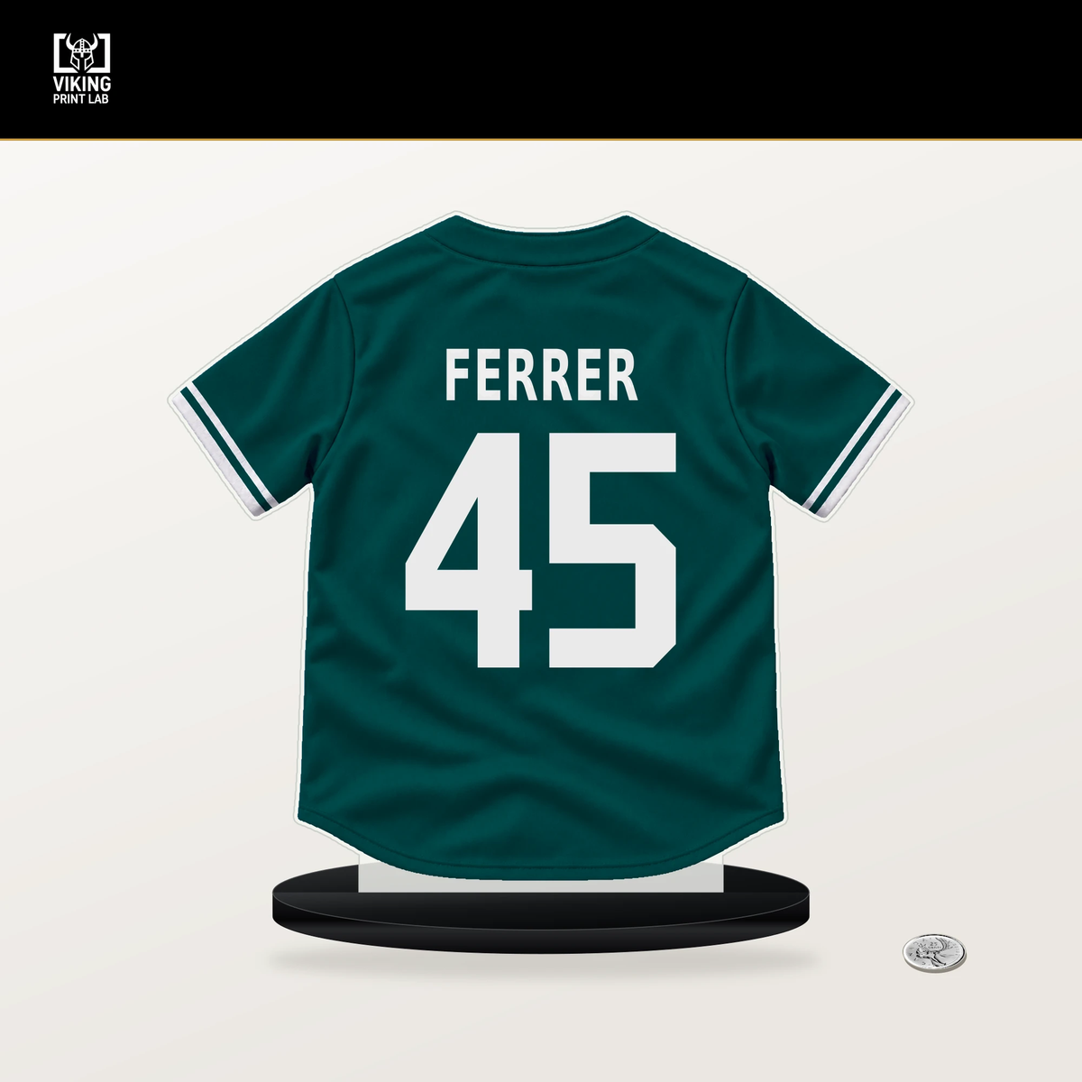 Jose Ferrer number 45 Seattle Mariners jersey stand with included black base.