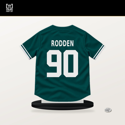 Brock Rodden number 90 Seattle Mariners jersey stand with included black base.