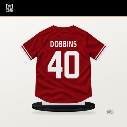 Hunter Dobbins number 40 St. Louis Cardinals jersey stand with included black base.