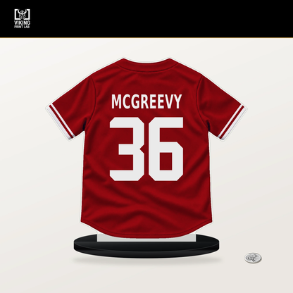 Michael McGreevy number 36 St. Louis Cardinals jersey stand with included black base.