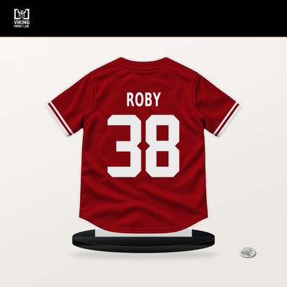 Tekoah Roby number 38 St. Louis Cardinals jersey stand with included black base.