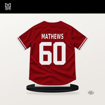 Quinn Mathews number 60 St. Louis Cardinals jersey stand with included black base.