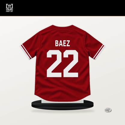 Joshua Baez number 22 St. Louis Cardinals jersey stand with included black base.