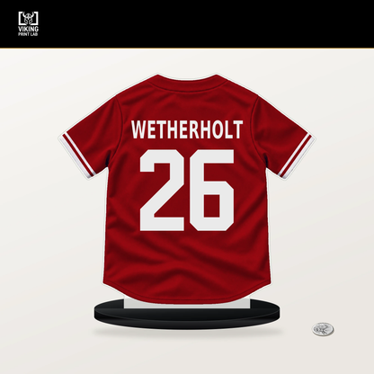 JJ Wetherholt number 26 St. Louis Cardinals jersey stand with included black base.