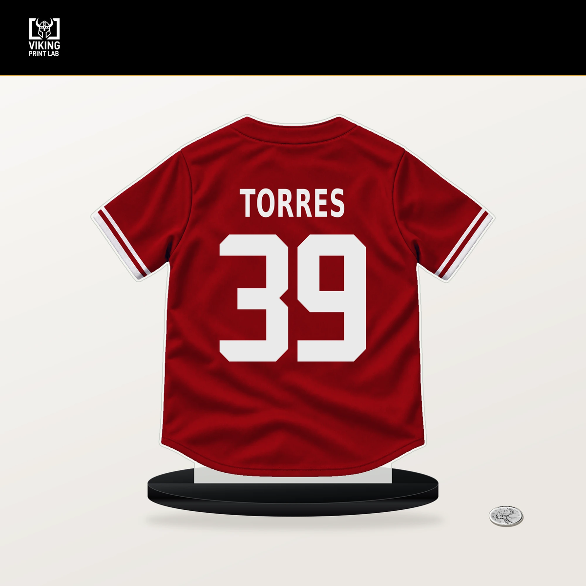 Bryan Torres number 39 St. Louis Cardinals jersey stand with included black base.
