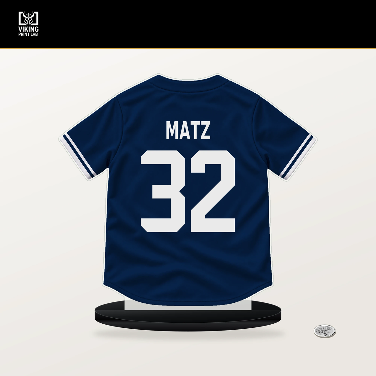 Steven Matz number 32 Tampa Bay Rays jersey stand with included black base.