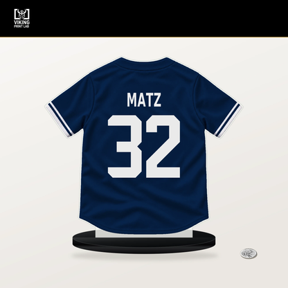 Steven Matz number 32 Tampa Bay Rays jersey stand with included black base.
