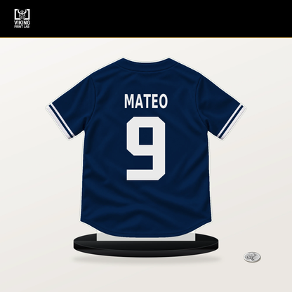 Jorge Mateo number 9 Tampa Bay Rays jersey stand with included black base.