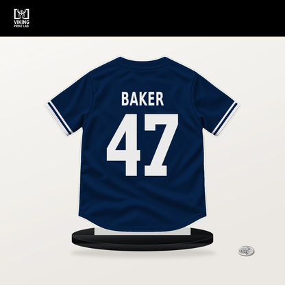 Bryan Baker number 47 Tampa Bay Rays jersey stand with included black base.