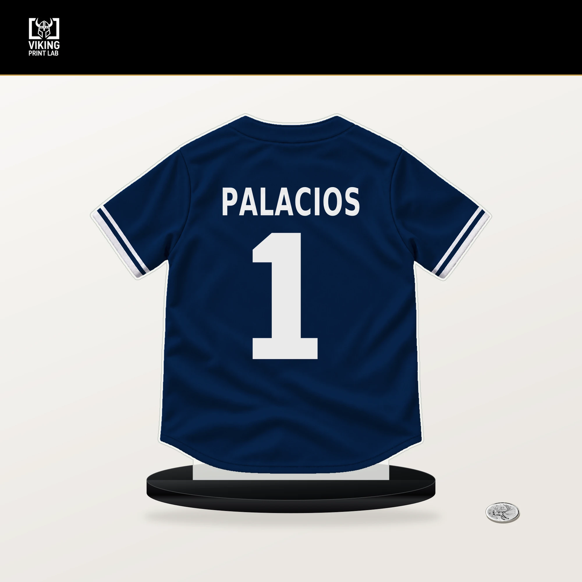 Richie Palacios number 1 Tampa Bay Rays jersey stand with included black base.