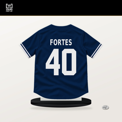 Nick Fortes number 40 Tampa Bay Rays jersey stand with included black base.