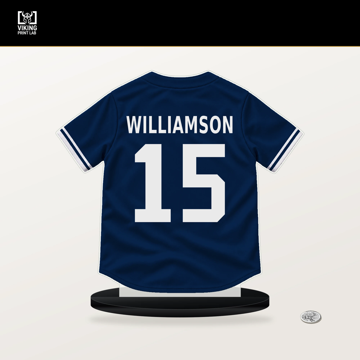 Ben Williamson number 15 Tampa Bay Rays jersey stand with included black base.