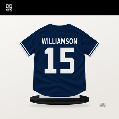 Ben Williamson number 15 Tampa Bay Rays jersey stand with included black base.