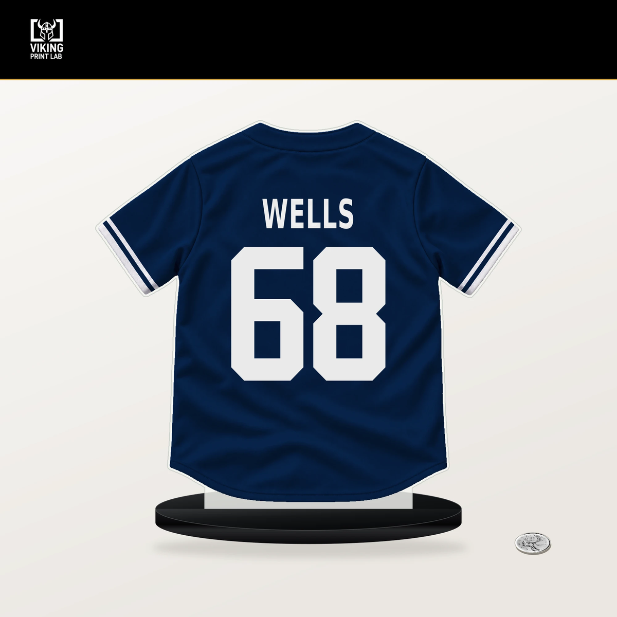 Tyler Wells number 68 Tampa Bay Rays jersey stand with included black base.