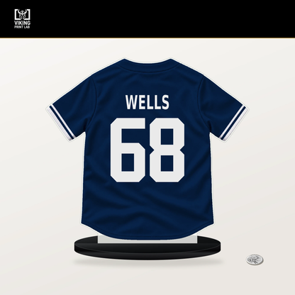 Tyler Wells number 68 Tampa Bay Rays jersey stand with included black base.