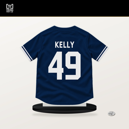 Kevin Kelly number 49 Tampa Bay Rays jersey stand with included black base.