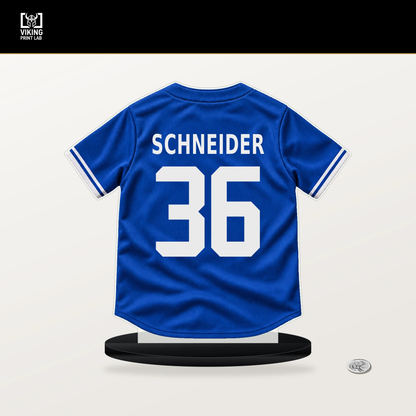 Davis Schneider number 36 Toronto Blue Jays jersey stand with included black base.