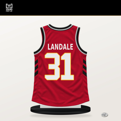 Jock Landale number 31 Atlanta Hawks jersey stand with included black base.