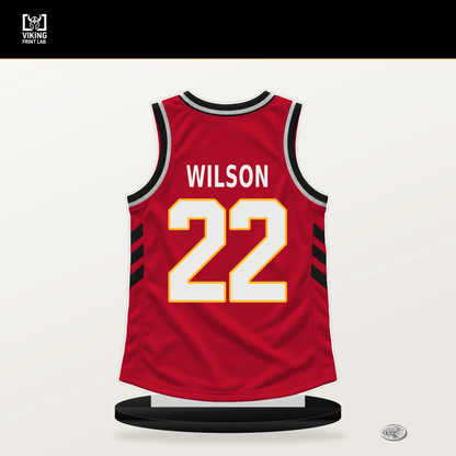 Jalen Wilson number 22 Atlanta Hawks jersey stand with included black base.